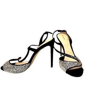 Nicholas Kirkwood Crystal Embellished Satin Slingback High Heel Sandals Size 9